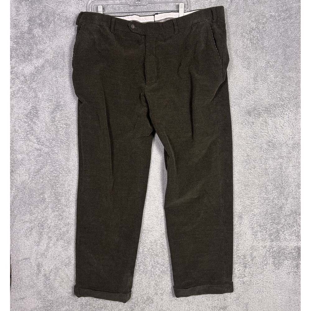 Samuelsohn‎ Pants Mens 40x30 Corduroy Trousers Cuffed Dress Flat Front Green